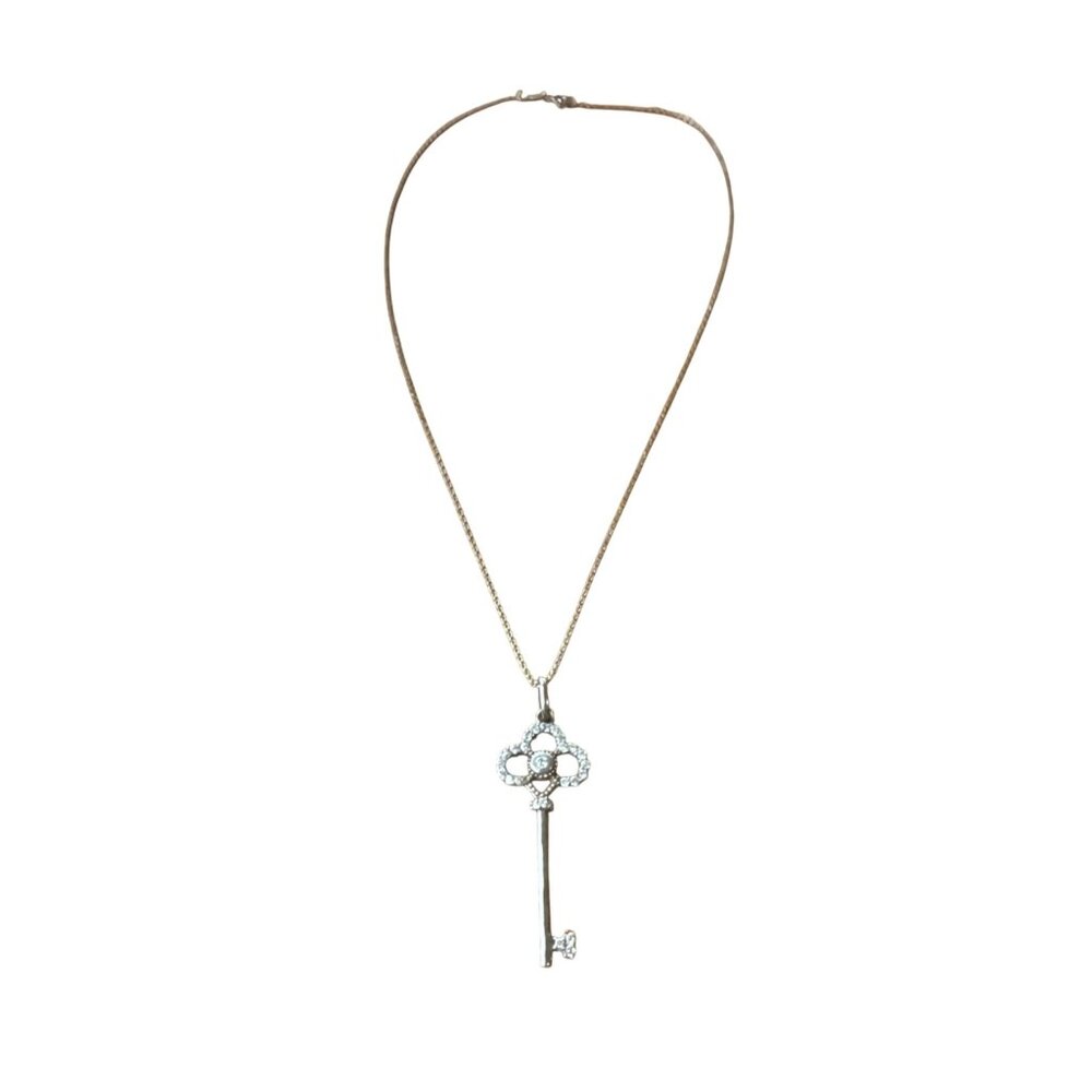PK Sterling Silver Key Pendant Necklace Designer 16 inch